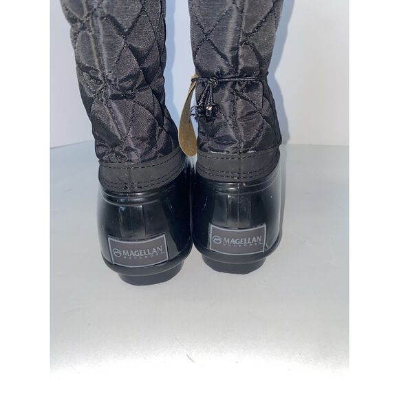Magellan Quilted Duck Boots Rain Outdoor Faux Fur Black Rubber Zipper Womens 7 - Picture 7 of 14